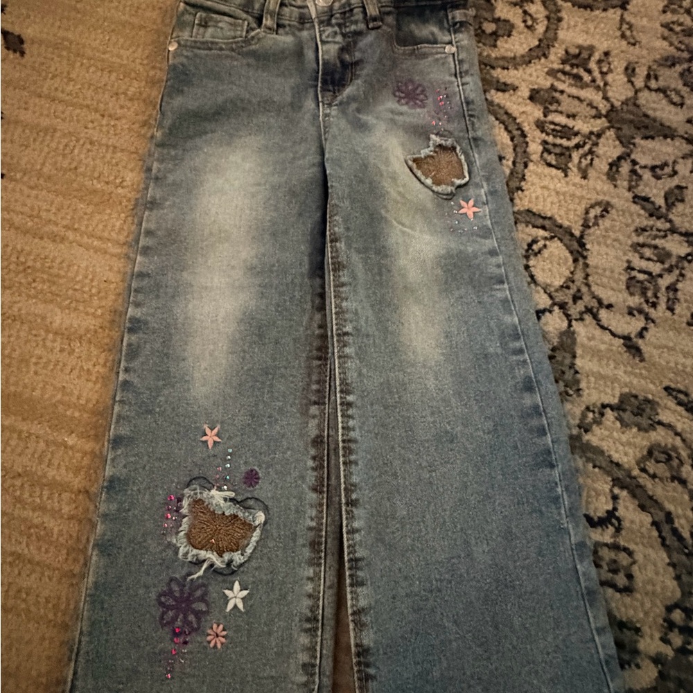 Wallflower Blue Embroidered Flare Jeans